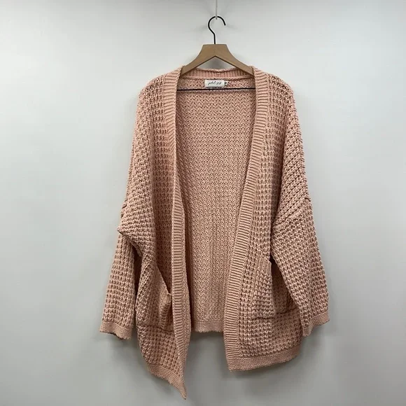 Women's Pink Knit Cardigan Sweater - Picture 3 of 10